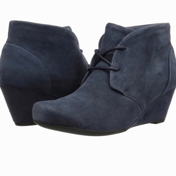 Clarks Shoes - Clarks Flores Rose Suede Wedge Booties